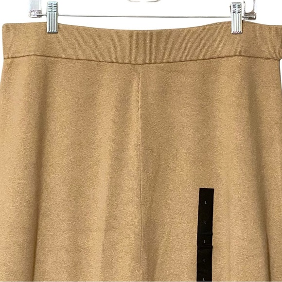 Banana Republic Sweater Skirt L Brown Sugar A-Line Midi Flounce Hem Academia NWT - Picture 3 of 8